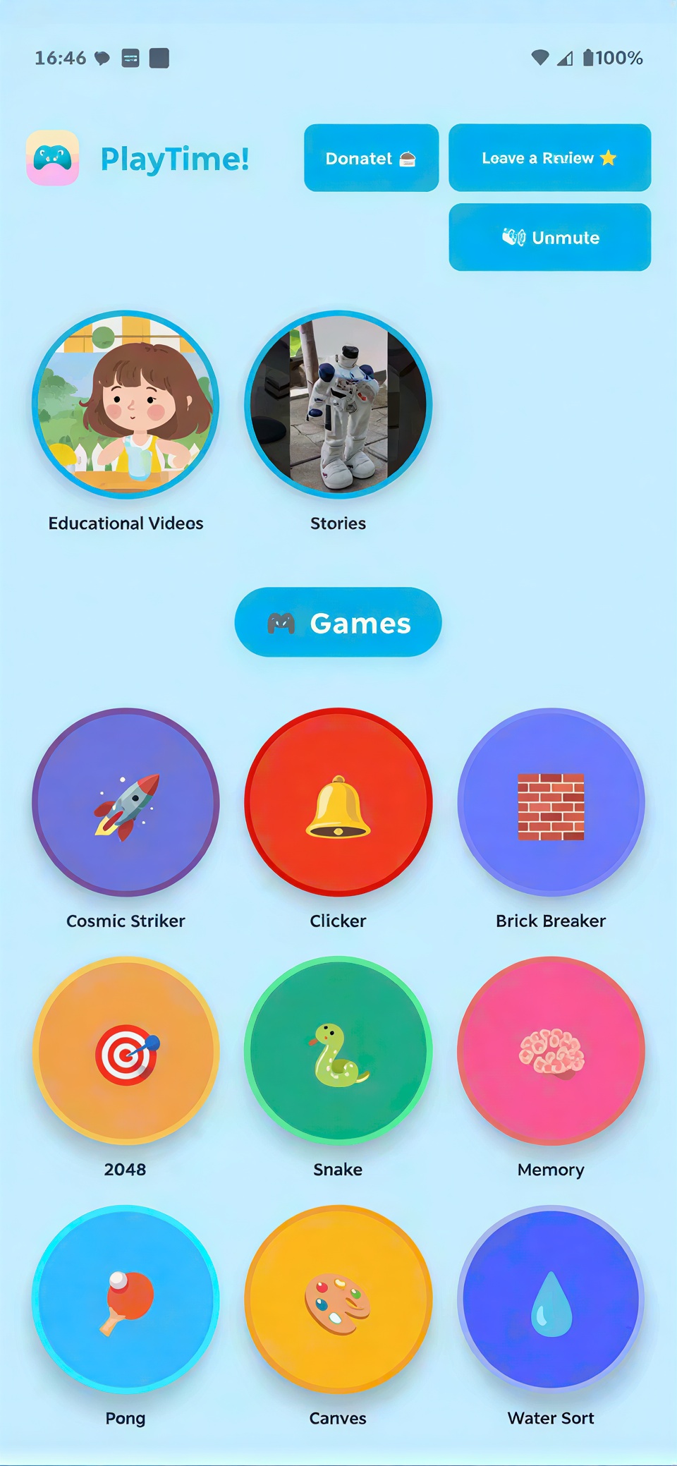 PlayTime app screen